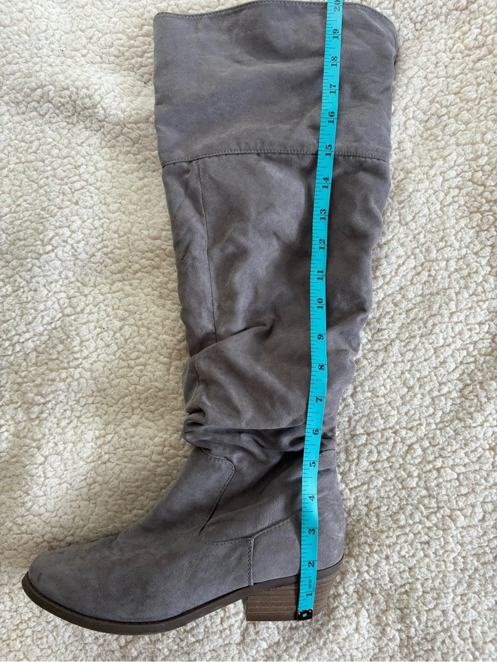 Francesca's Collections Over-the-Knee Slouch Suede Zipper Boots - Gray